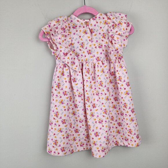 Zara Kids pink dress size 2-3 years Textured fabric flutter sleeves - Picture 6 of 9